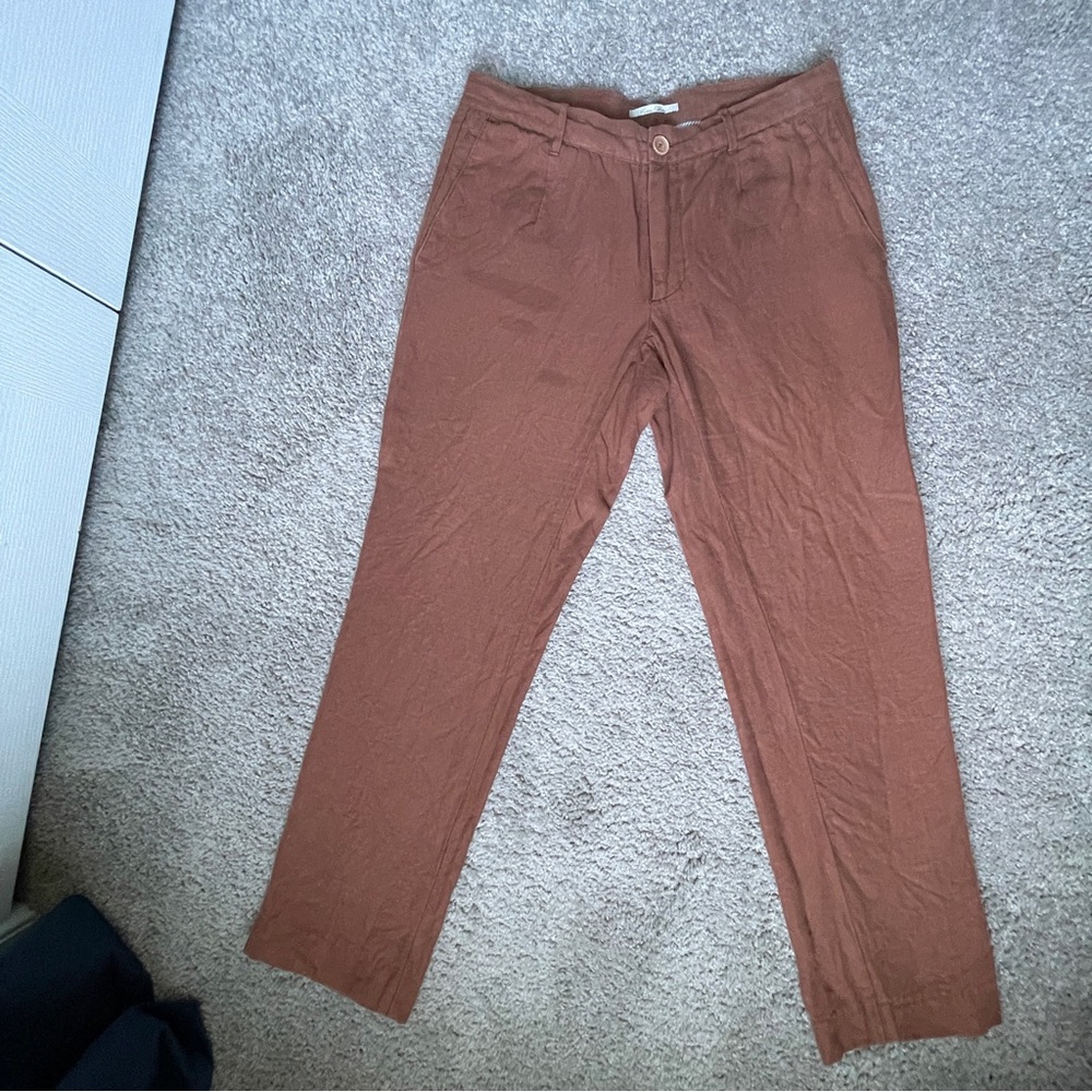 Mango Linen slim-fit pants with inner drawstring